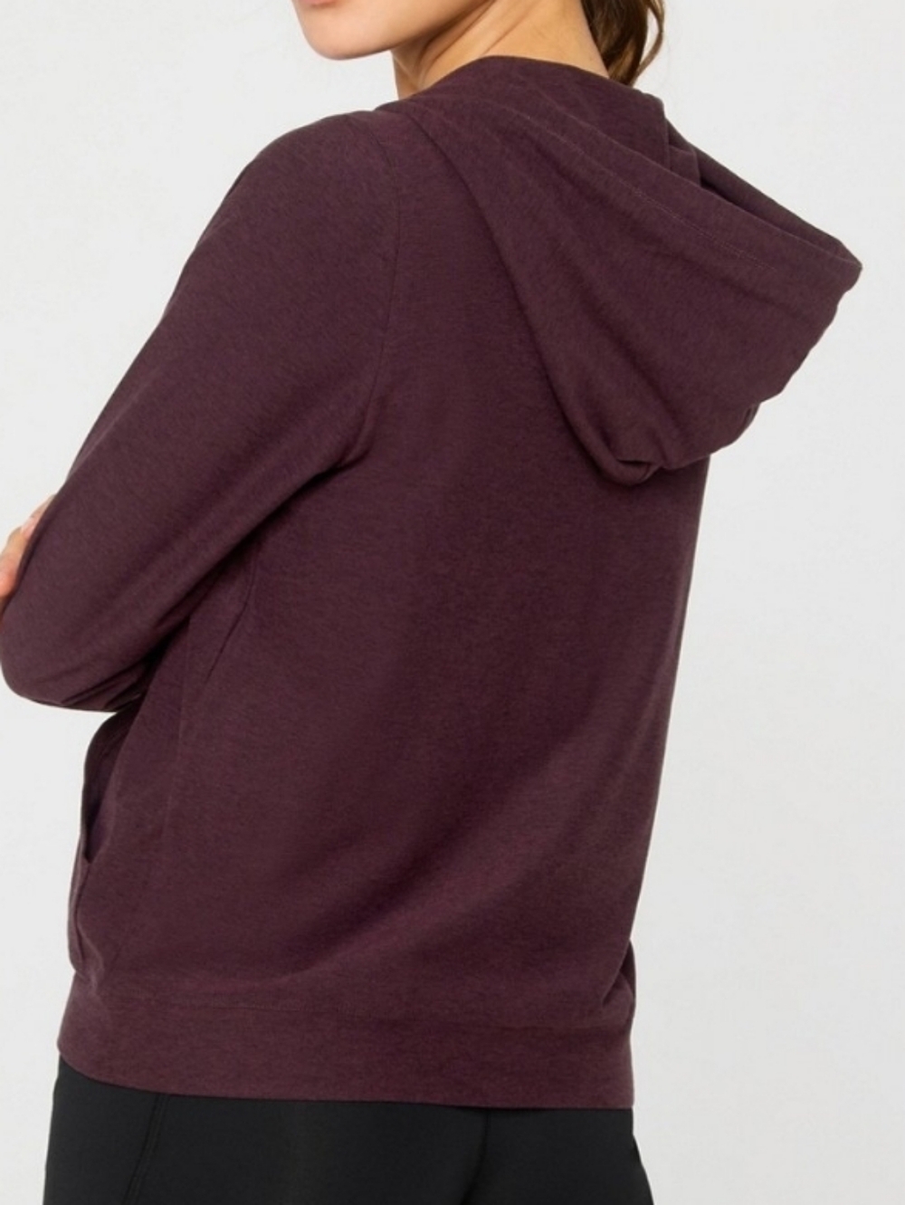 Fabletics Cloud Jersey Full Zip Hoodie - Oxblood Healther - Picture 7 of 8